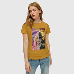 Футболка хлопковая женская Barbie Oppenheimer, цвет: горчичный — фото 2