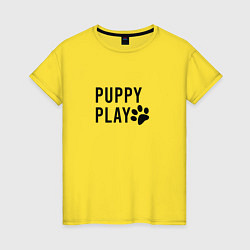 Футболка хлопковая женская Puppy Play, цвет: желтый