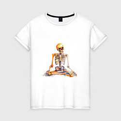 Женская футболка Скелет в позе лотоса