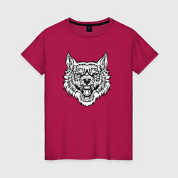 Женская футболка B&W - Волк в ярости