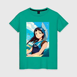 Женская футболка Девочка и океан