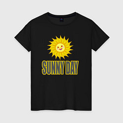 Женская футболка Солнечный день - надпись и веселое солнышко