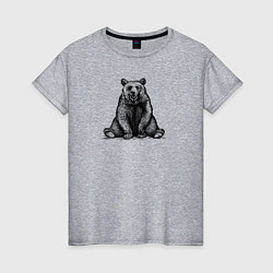 Женская футболка Медведь сидит