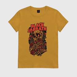 Футболка хлопковая женская Черный саббат, цвет: горчичный