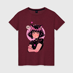 Женская футболка Милая аниме кошкодевочка