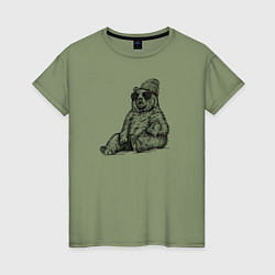 Женская футболка Медведь на чиле