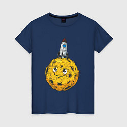 Женская футболка Ракета на луне