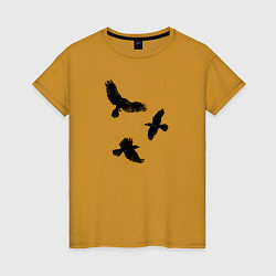Женская футболка Птицы черные вороны