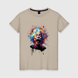 Женская футболка Эйнштейн с языком в краске
