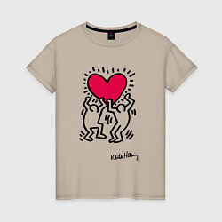 Женская футболка Человечки с сердцем - поп арт Кит Харинг