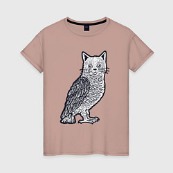 Женская футболка Кошка сова