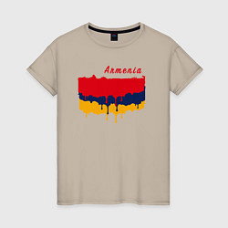 Футболка хлопковая женская Flag Armenia, цвет: миндальный