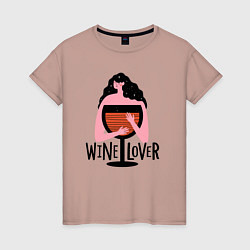 Футболка хлопковая женская Любитель вина, цвет: пыльно-розовый