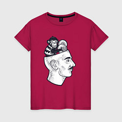 Женская футболка Обезьянка в голове
