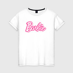 Футболка хлопковая женская Барби Фильм Логотип, цвет: белый