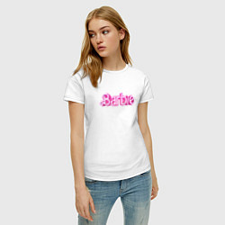 Футболка хлопковая женская Барби - Фильм Логотип, цвет: белый — фото 2