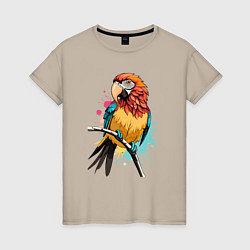 Женская футболка Акварельный попугай