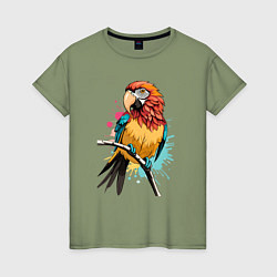 Женская футболка Акварельный попугай