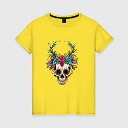 Женская футболка Мексиканский рогатый череп