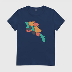 Футболка хлопковая женская Области Армении, цвет: тёмно-синий