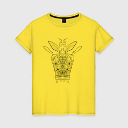Женская футболка Девушка бабочка с крыльями и барабан с глазами