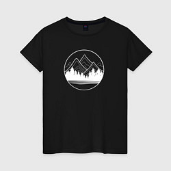 Женская футболка Горы и лес минимализм