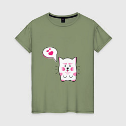 Женская футболка Милый котик с сердечками