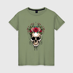 Женская футболка Цветочный череп Мексики