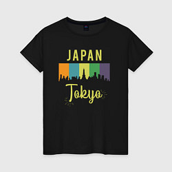 Футболка хлопковая женская Токио Япония, цвет: черный