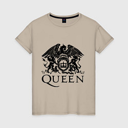 Футболка хлопковая женская Queen - logo, цвет: миндальный