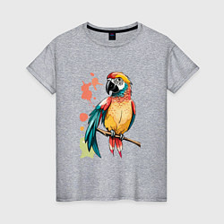 Женская футболка Попугай в брызгах краски
