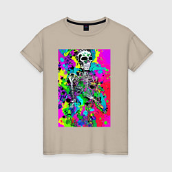 Женская футболка Funny skeleton - pop art