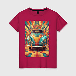 Женская футболка Ретро машина в ярких цветах