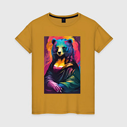 Женская футболка Медведица Мона Лиза - поп-арт