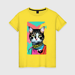 Женская футболка Pop art cat - neural network