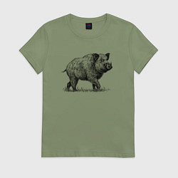 Женская футболка Кабан гуляет
