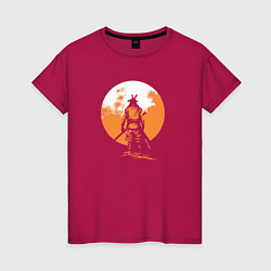 Женская футболка Самурай на фoне солнца