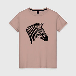 Женская футболка Голова зебры сбоку