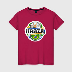 Футболка хлопковая женская Brazil adventure, цвет: маджента