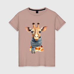 Женская футболка Жираф в шарфе Осень