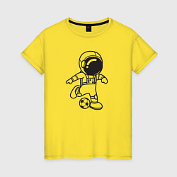Женская футболка Космонавт с футбольным мячом