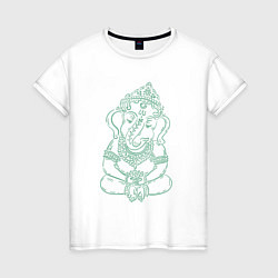 Женская футболка Ганеша зеленый лайн