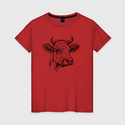Женская футболка Корова голова