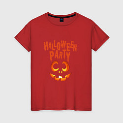Футболка хлопковая женская Хэллоуин, осенняя вечеринка, цвет: красный