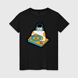 Женская футболка DJ cat