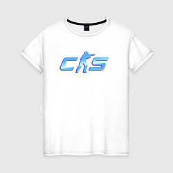 Футболка хлопковая женская CS2 blue logo, цвет: белый