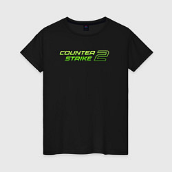 Футболка хлопковая женская Counter strike 2 green logo, цвет: черный