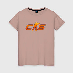 Футболка хлопковая женская CS 2 orange logo, цвет: пыльно-розовый