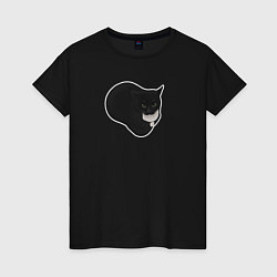 Женская футболка Maxwell cat на черном фоне
