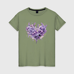 Женская футболка Сердце и цветы прованс